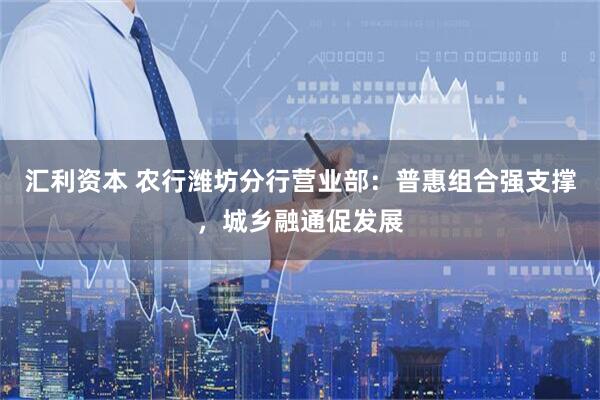 汇利资本 农行潍坊分行营业部:普惠组合强支撑,城乡融通促发展